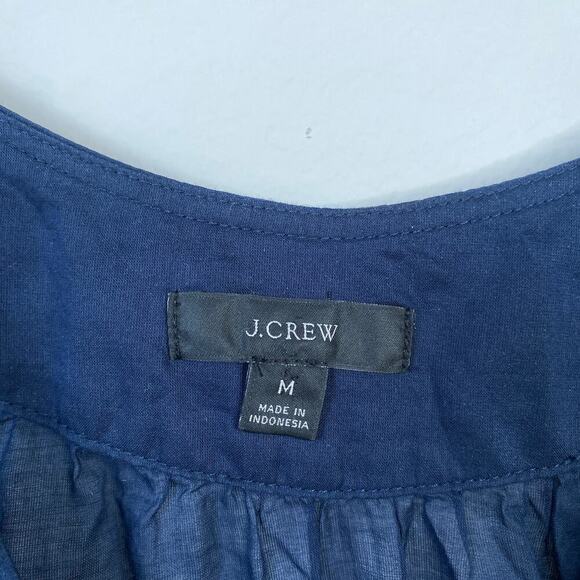 J. CREW Tiered Button-Front Cover-Up Dress in Navy Blue 2022 Size Medium Cotton - Picture 5 of 8